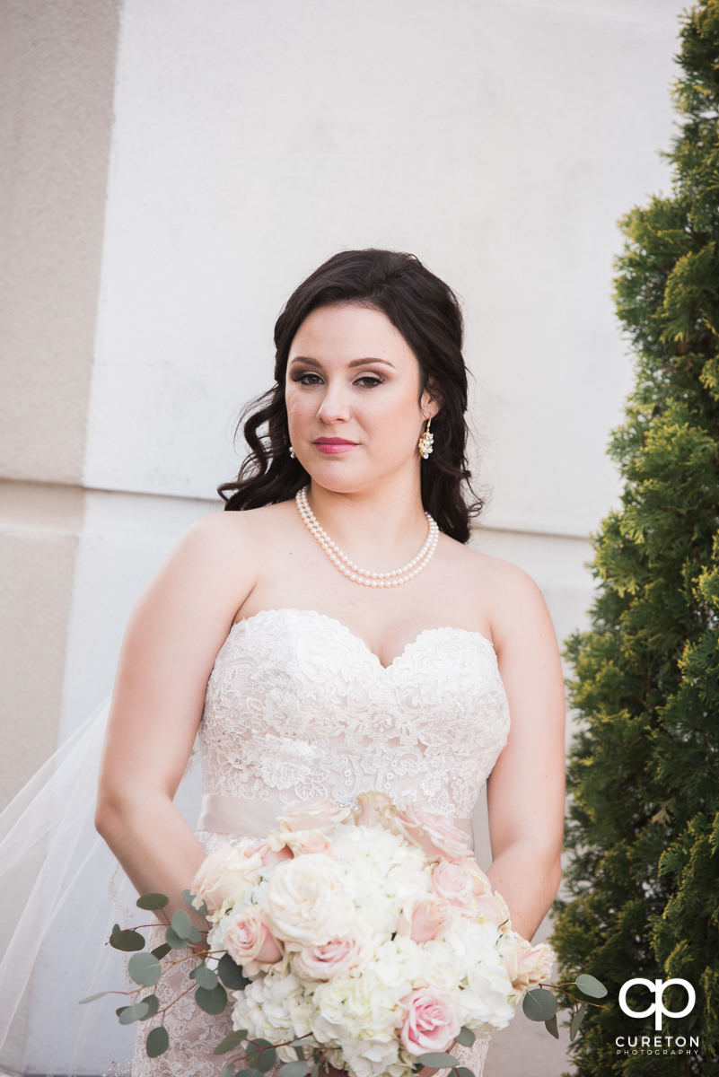 Beautiful bride before her Westin Poinsett Hotel Wedding in Greenville,SC.