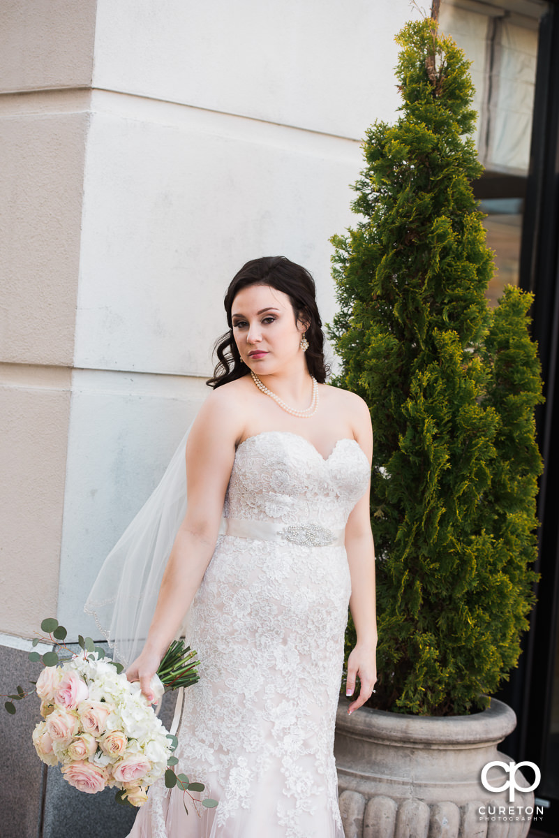 Bride holding her bouquet.