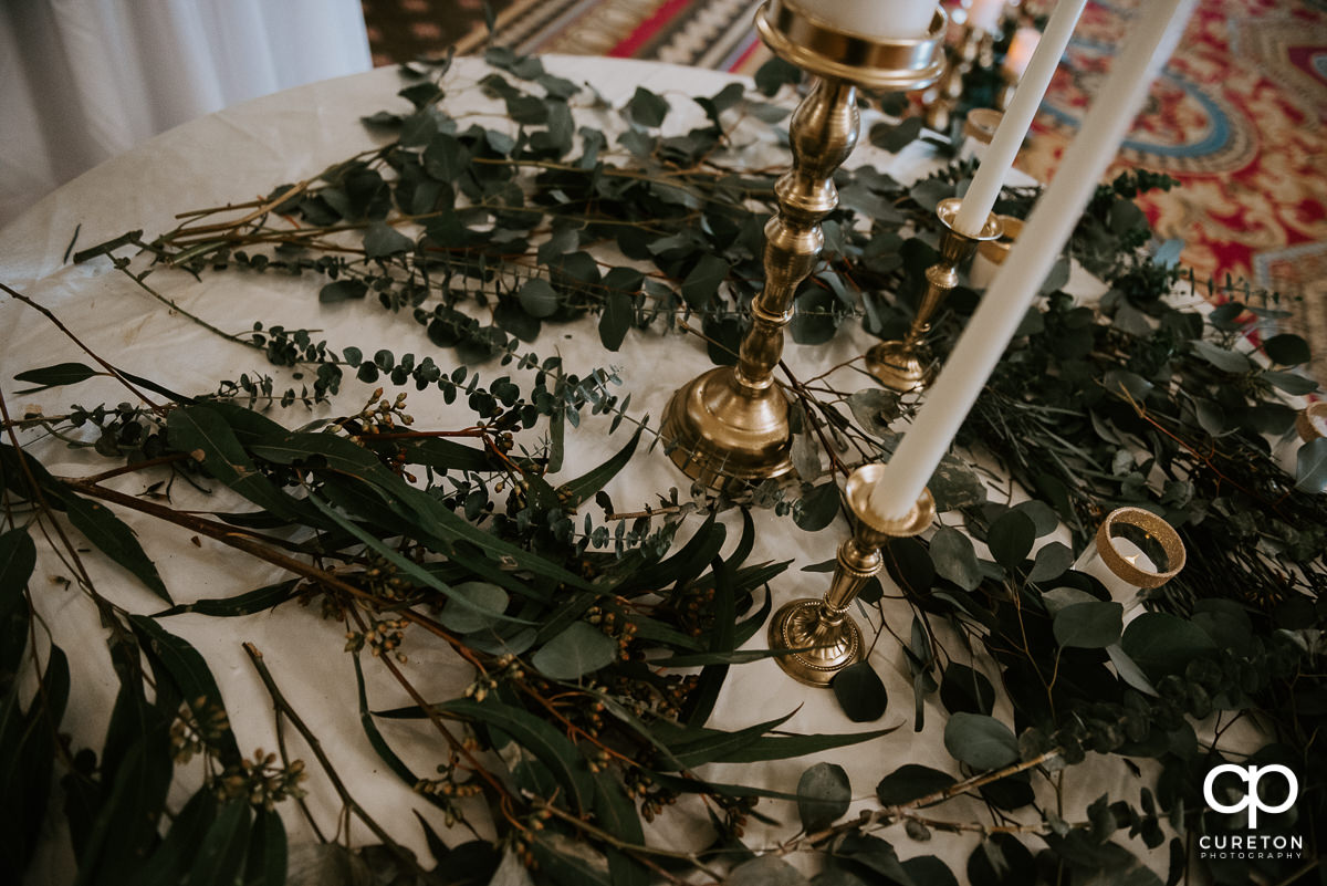 Greenery in the ceremony decor.