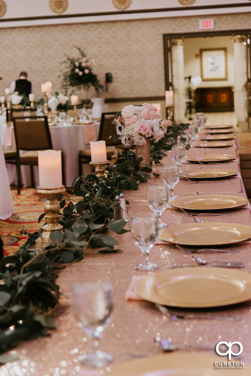 Beautiful long table for the wedding party.