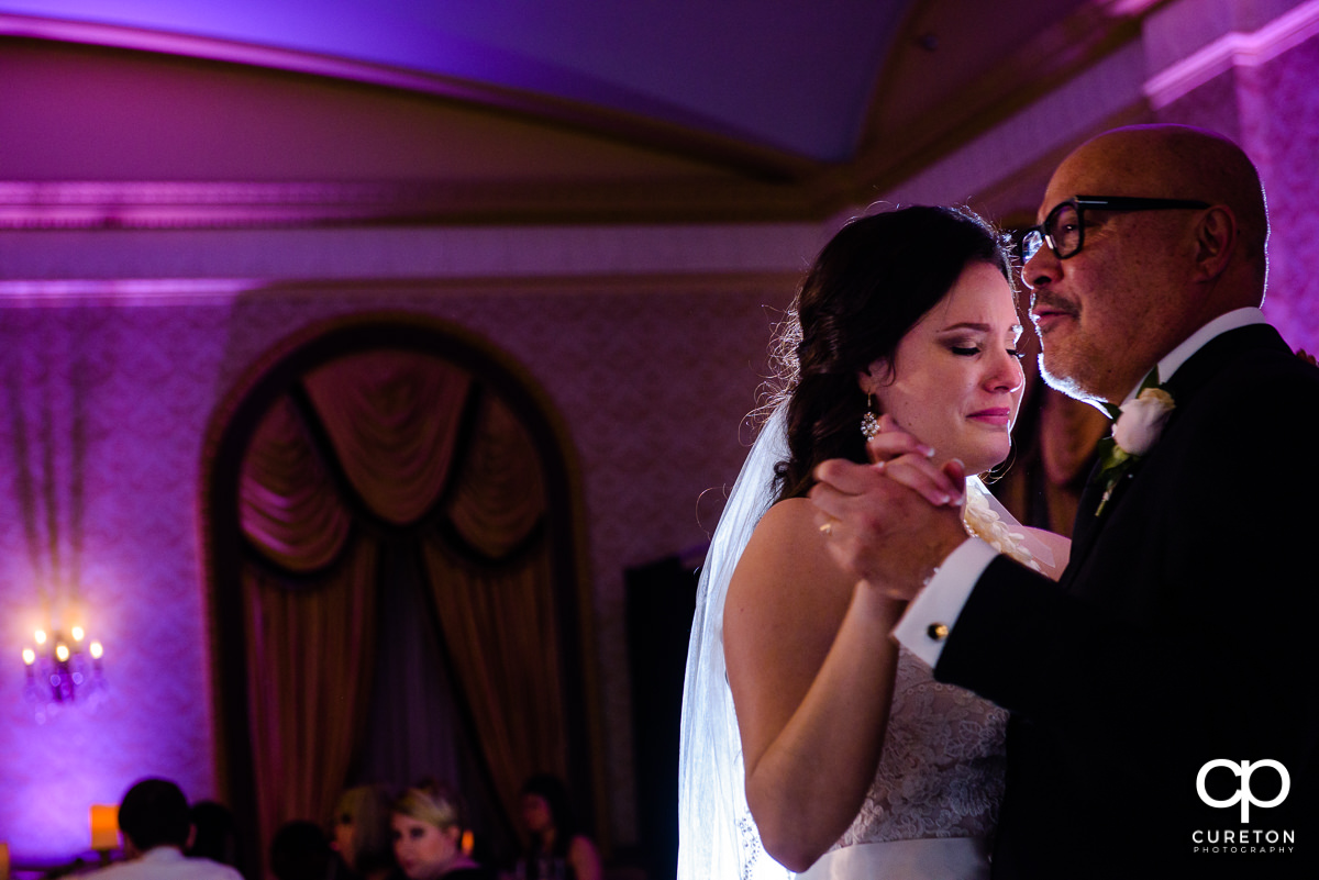 Bride dancing with her father during the reception.