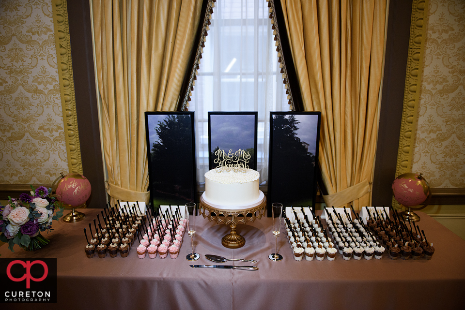 Dessert display at the Westin Poinsett wedding.