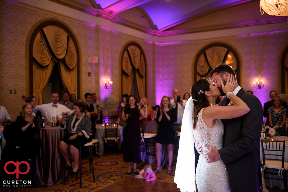 Epic first dance in the gold room at the Westin Poinsett wedding reception.