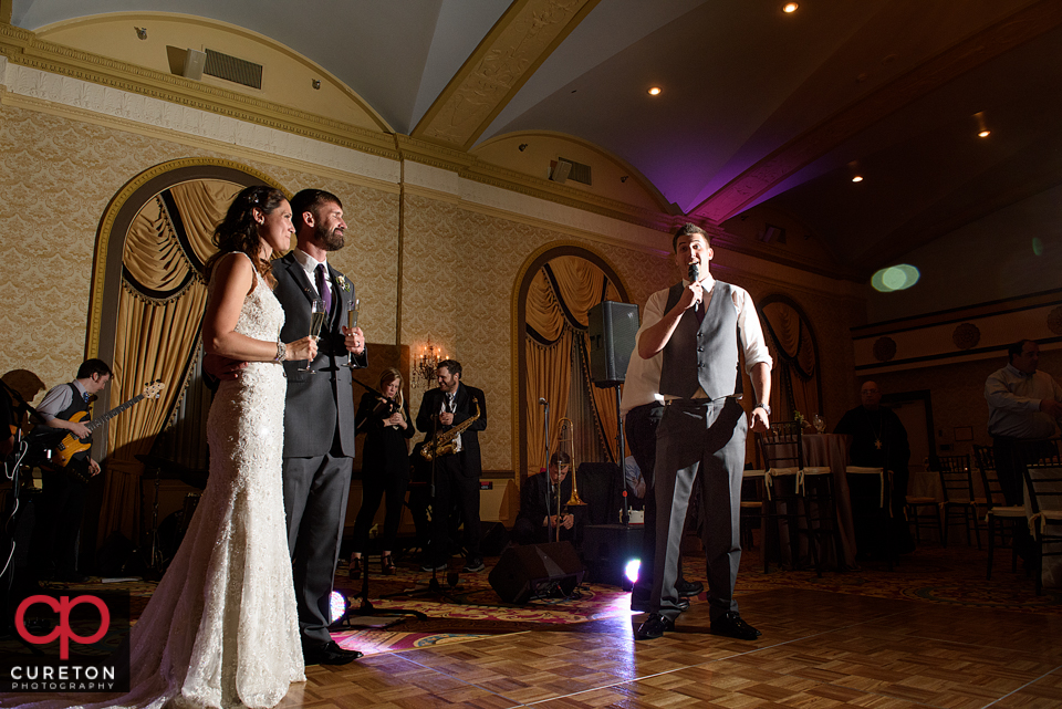 Best man giving a toast.