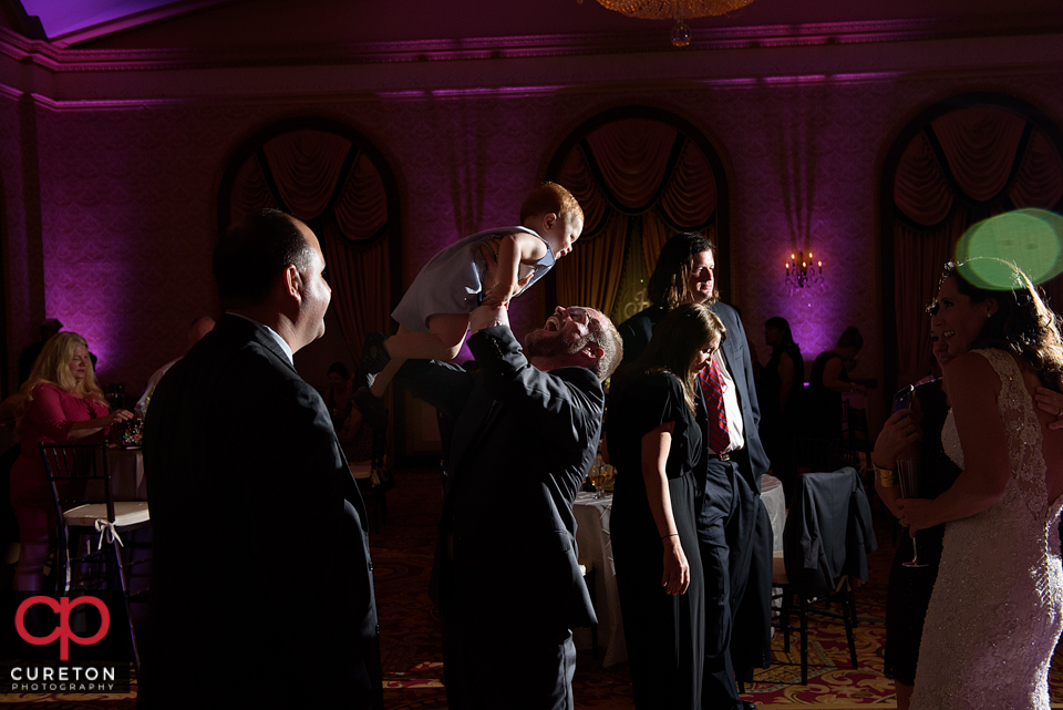 Guests dancing to the sounds of the Greenville SC wedding band The Erica Berg Collective at the Westin Poinsett reception.