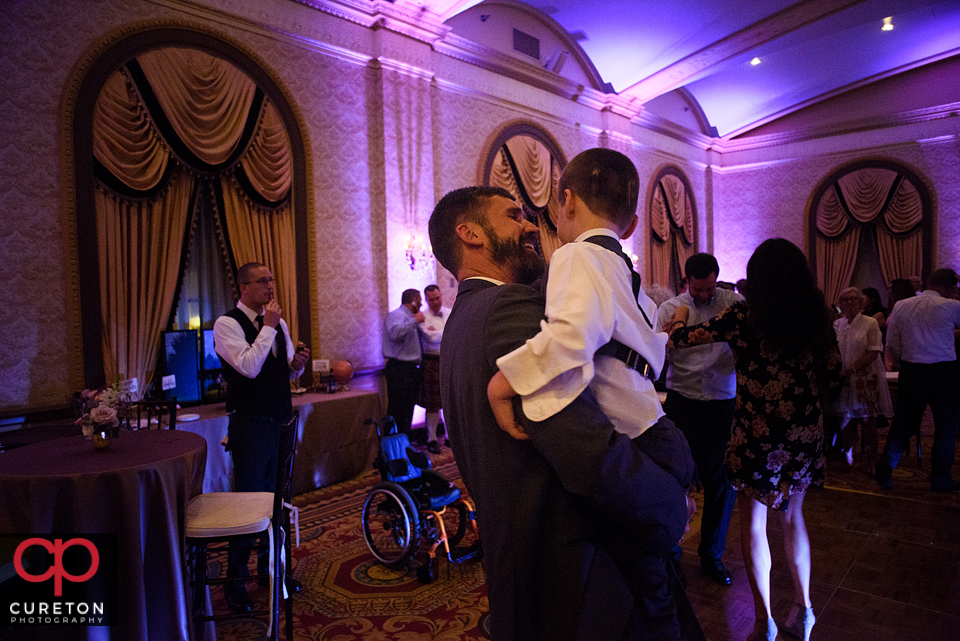 Guests dancing to the sounds of the Greenville SC wedding band The Erica Berg Collective at the Westin Poinsett reception.