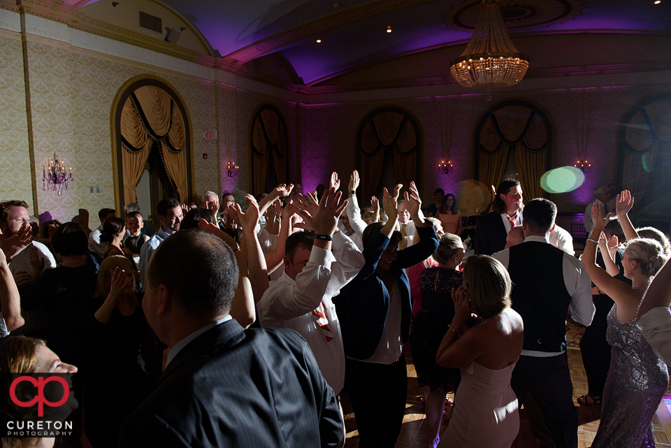 Guests dancing to the sounds of the Greenville SC wedding band The Erica Berg Collective at the Westin Poinsett reception.