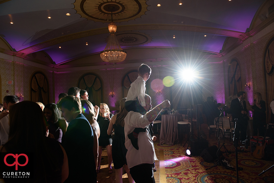 Guests dancing to the sounds of the Greenville SC wedding band The Erica Berg Collective at the Westin Poinsett reception.