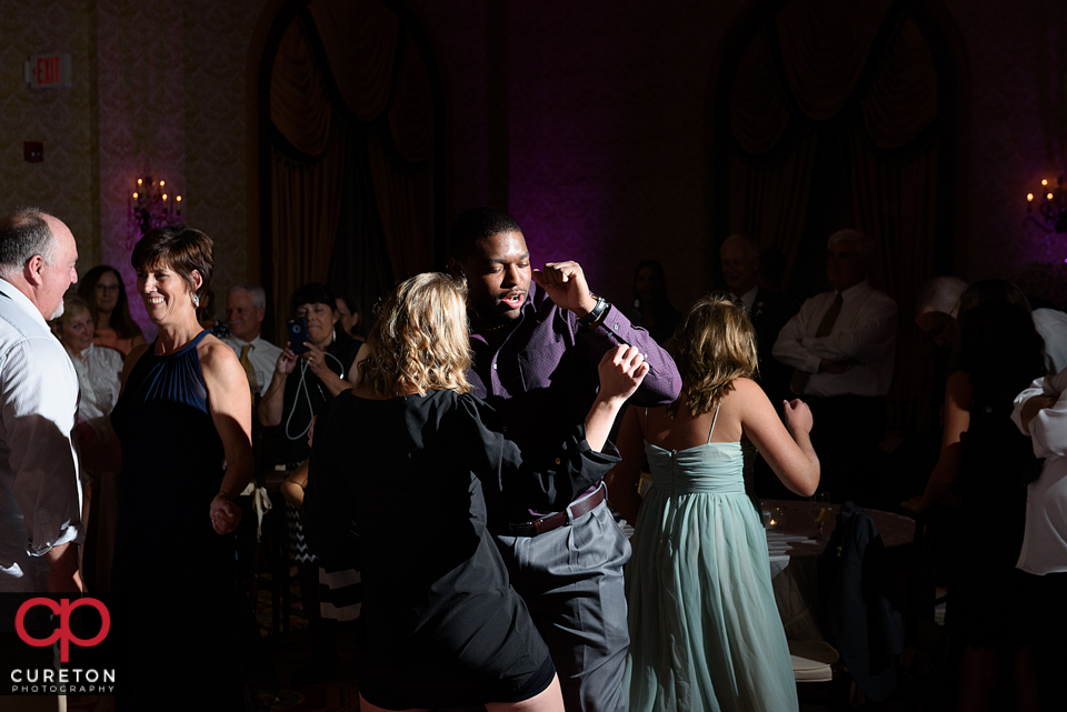 Guests dancing to the sounds of the Greenville SC wedding band The Erica Berg Collective at the Westin Poinsett reception.v