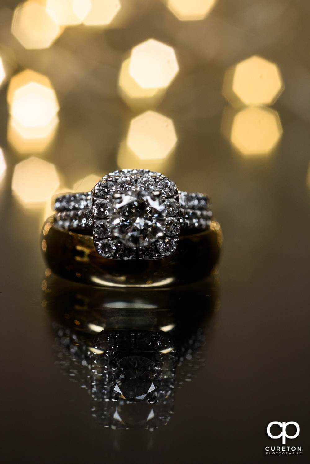 Closeup of the wedding ring.